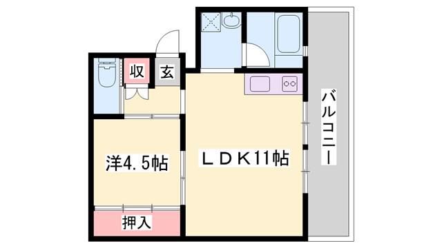 ビレッジハウス福崎(1LDK/3階)の間取り写真