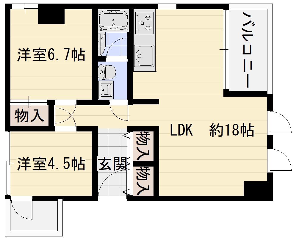 北野885(2LDK/2階)の間取り写真