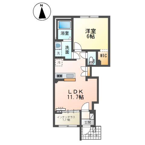 宗吾3丁目 アパートIII期工事(1LDK/1階)の間取り写真