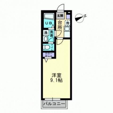 クレフラスト北長瀬 A棟(ワンルーム/1階)の間取り写真