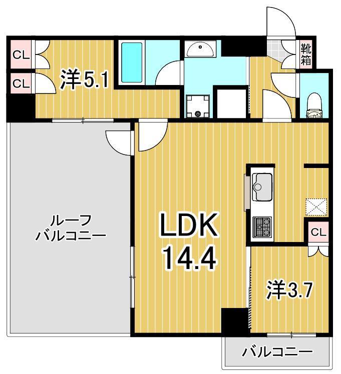 メトロステージ亀有(2LDK/3階)の間取り写真