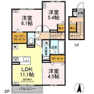SORAYA GARDEN(3LDK/2階)の間取り写真