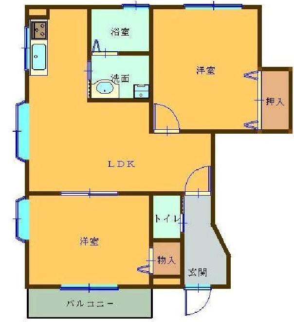 メープルリーフIII(2LDK/1階)の間取り写真