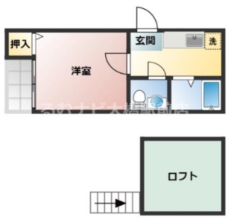 ガーラ大橋オオハシ(1K/2階)の間取り写真