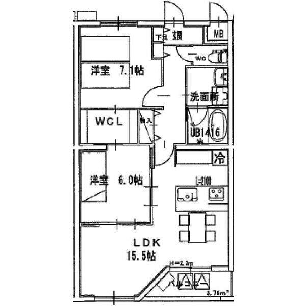 カーサ サクラ(2LDK/3階)の間取り写真