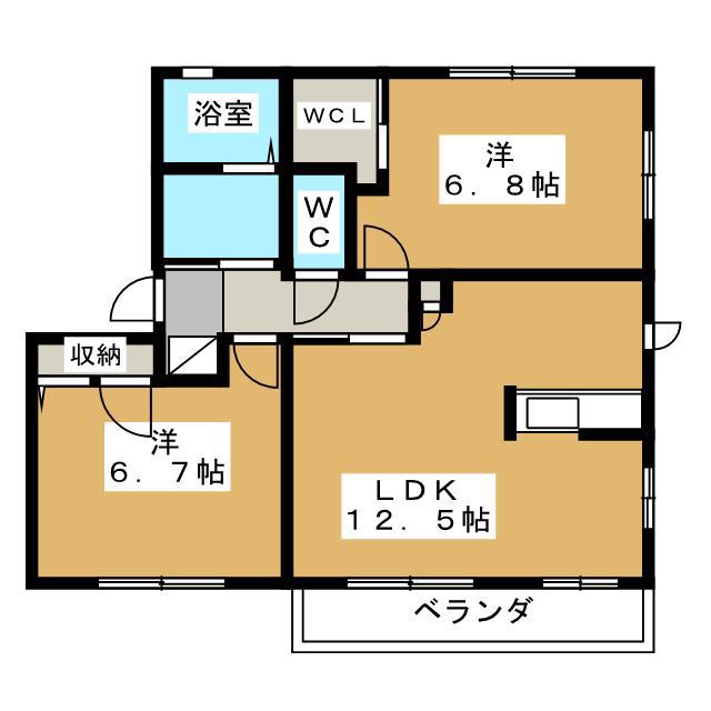 MAST TOWN 出川A(2LDK/1階)の間取り写真
