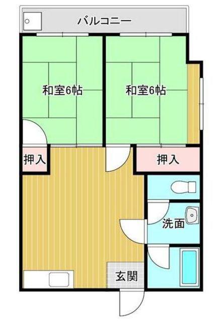 忠船第二ビル(2LDK/3階)の間取り写真