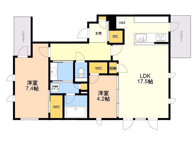 S-RESIDENCE平尾ウエスト(2LDK/3階)の間取り写真