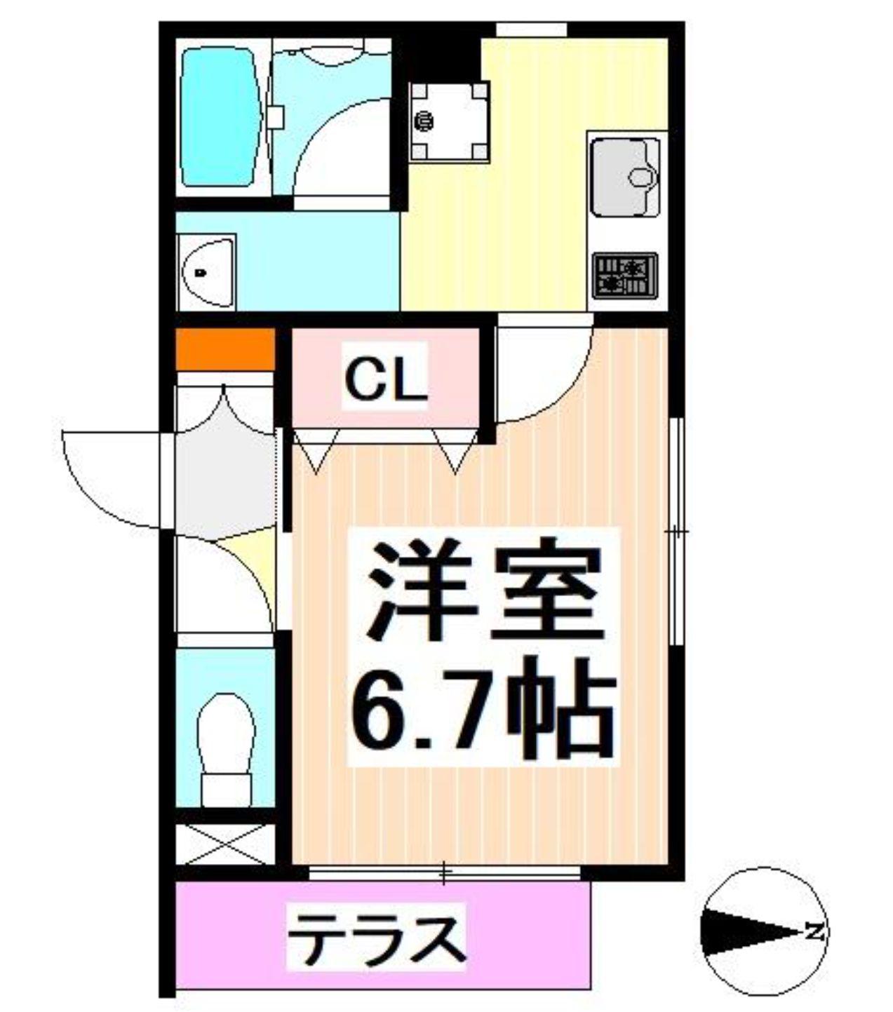 カサフェンテ参宮橋(1K/2階)の間取り写真