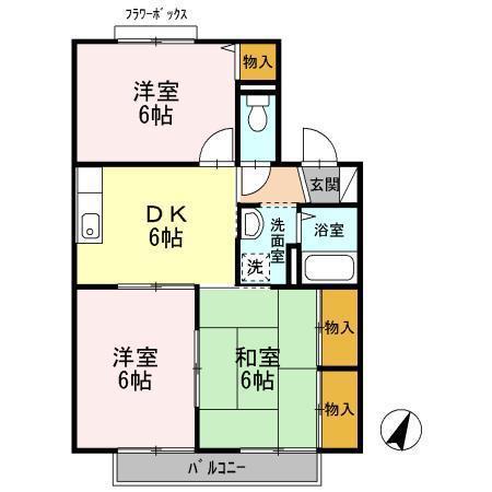 プレミール慶(3DK/2階)の間取り写真