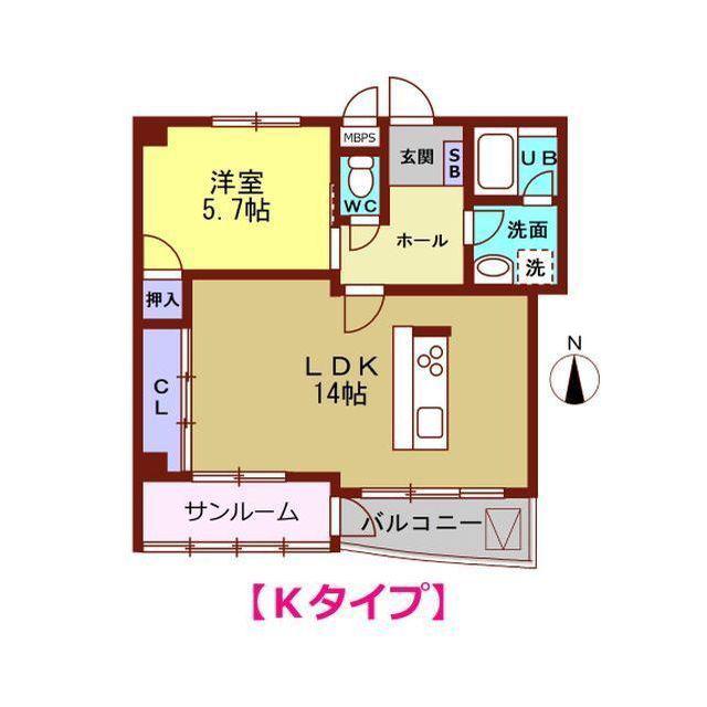 シャスターハイム(1LDK/5階)の間取り写真