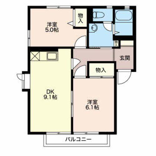 フレグランス上小泉 東館(2DK/2階)の間取り写真