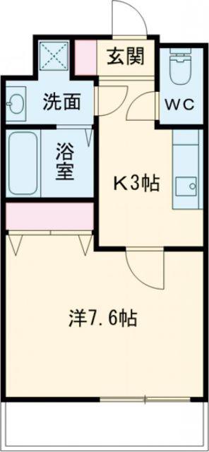 クロノス47黒髪(1K/2階)の間取り写真