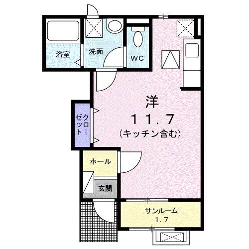 ネオファースト西新庄(ワンルーム/1階)の間取り写真