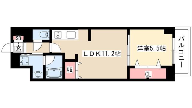 グランルクレ新栄イースト(1LDK/8階)の間取り写真