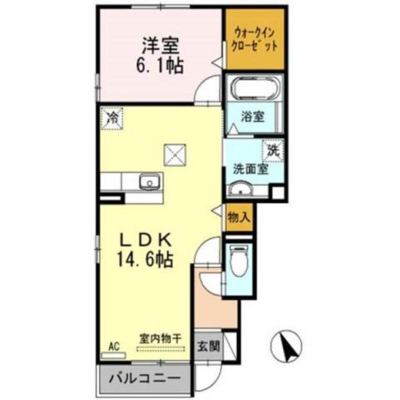 ゴールドバレーII(1LDK/1階)の間取り写真