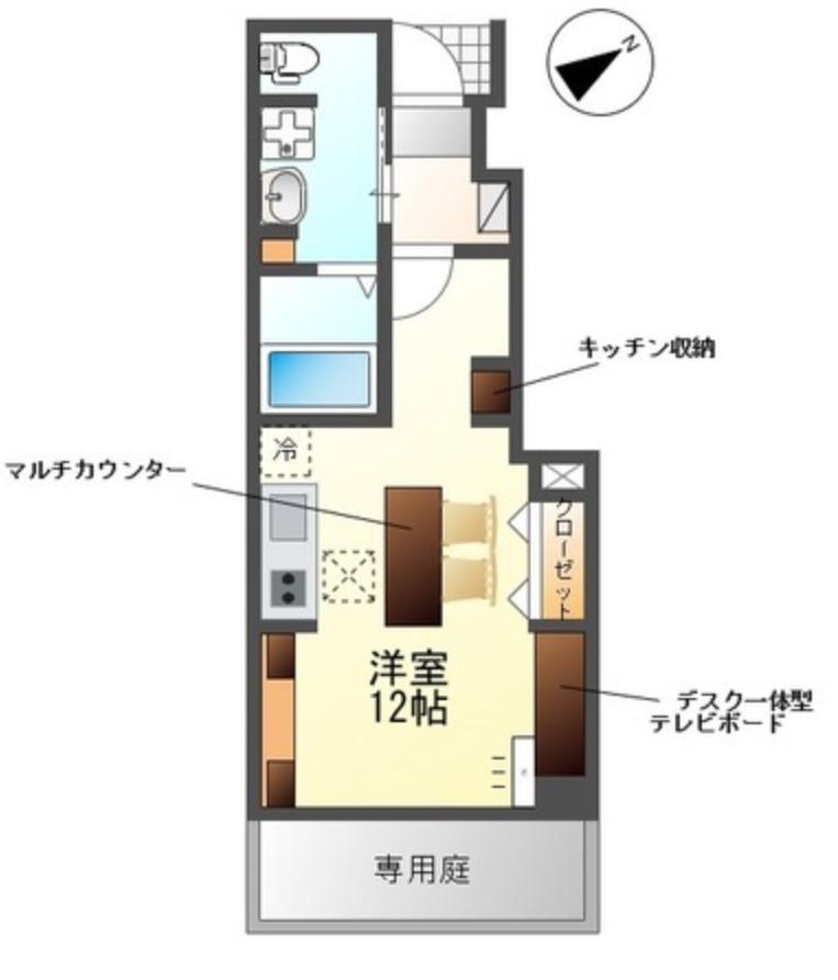 サンフェリーチェS(ワンルーム/1階)の間取り写真