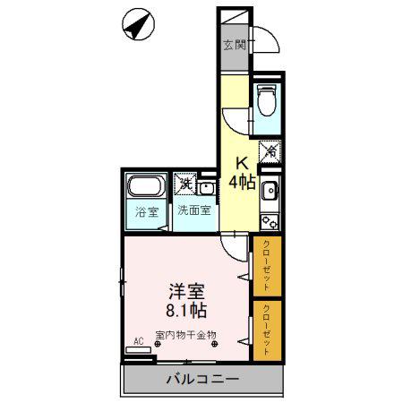 Tスクエア越ケ谷(1K/1階)の間取り写真