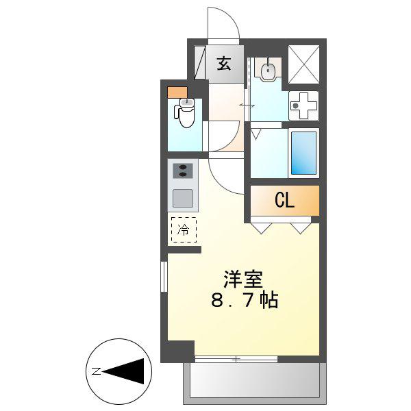 プログレッソ八田(ワンルーム/9階)の間取り写真