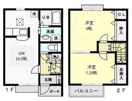 アペリーレ B(2LDK/1階)の間取り写真