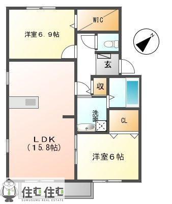 ロイヤルステージC(2LDK/2階)の間取り写真