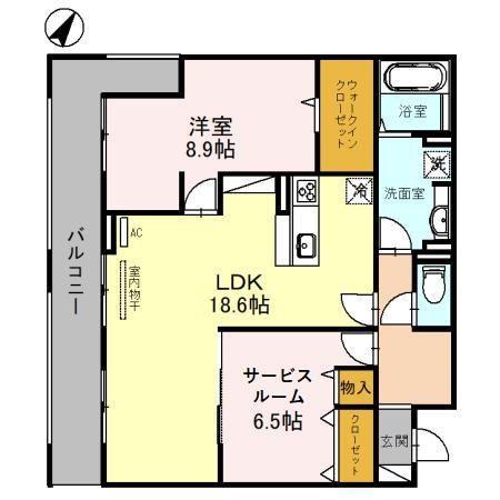 ウィスタリア・オクト(1LDK/2階)の間取り写真