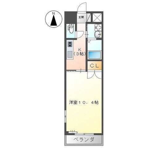 ピュアライヴ II(1K/5階)の間取り写真