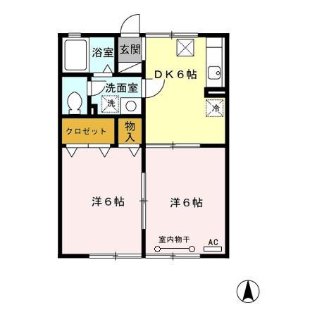 ナチュール清和(2DK/1階)の間取り写真