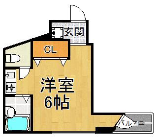 ハイツアルペン宝塚(ワンルーム/2階)の間取り写真