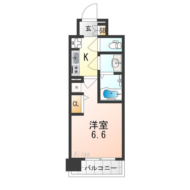 プラシード京都(1K/2階)の間取り写真
