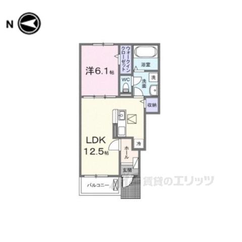 アルデバラン(1LDK/1階)の間取り写真