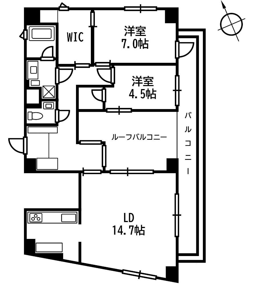 レジス千早(2LDK/6階)の間取り写真