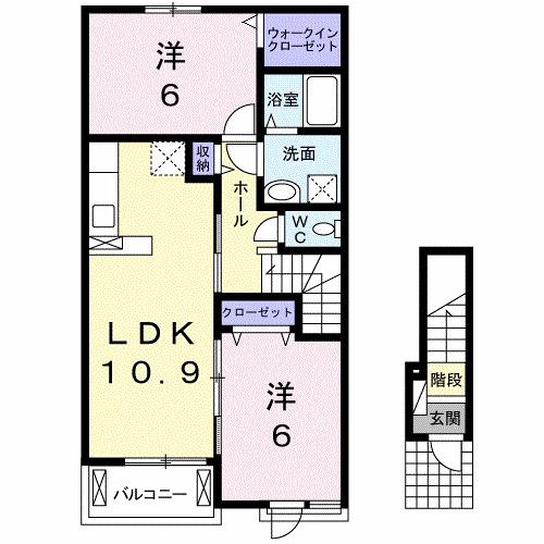 バウム ヴィラージュ(2LDK/2階)の間取り写真
