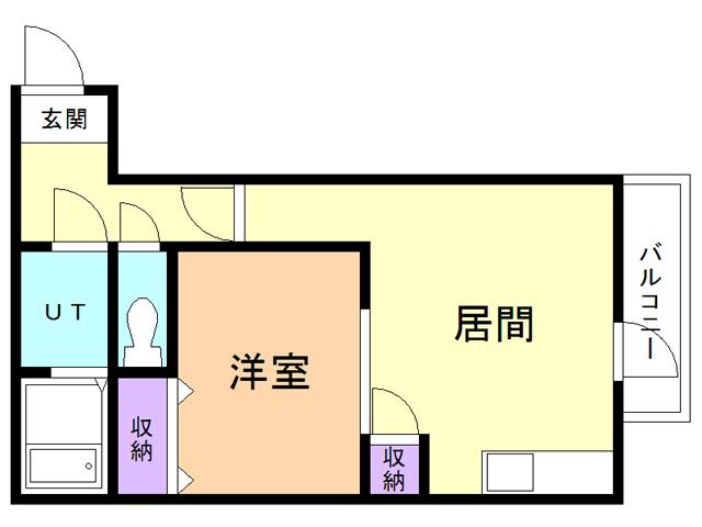 Uグランディス(1LDK/1階)の間取り写真
