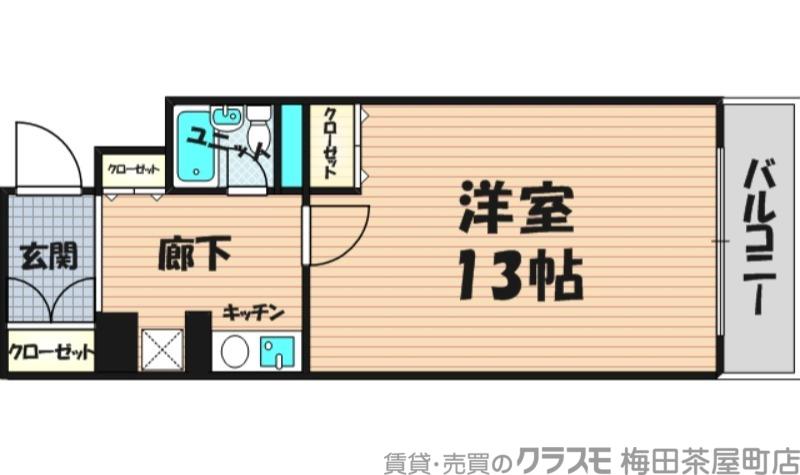 アヴァンセクール 西天満5丁目(1K/4階)の間取り写真