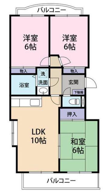 ヴィレッジ花みずき(3LDK/3階)の間取り写真