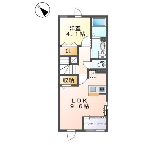 FRONT DU LAC(1LDK/2階)の間取り写真