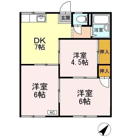 エトウィール苅田(3DK/2階)の間取り写真