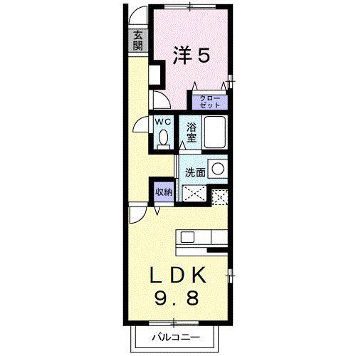 メゾピアノ(1LDK/1階)の間取り写真