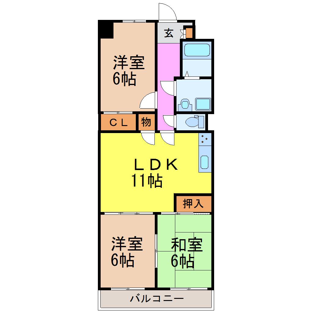 フローリア御器所(3LDK/5階)の間取り写真