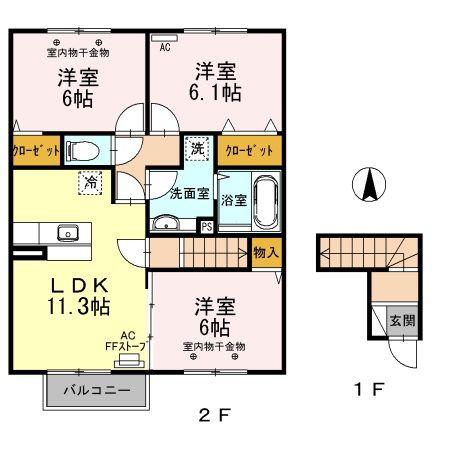 ケイズガーデンD(3LDK/2階)の間取り写真