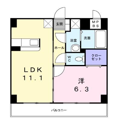 クレオ・テラ本八幡(1LDK/3階)の間取り写真