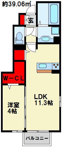 HNS D-ROOM IN 楡(1LDK/1階)の間取り写真