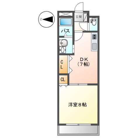 エクセレンス小森野(1DK/2階)の間取り写真