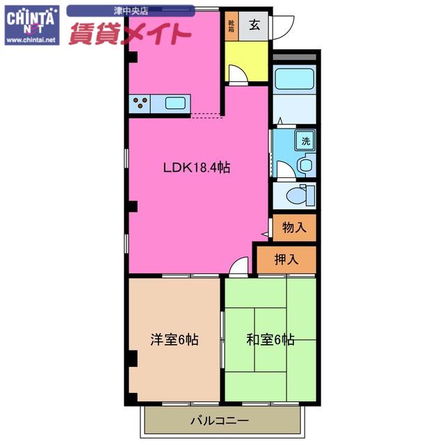 アンブル ルミエール(2LDK/2階)の間取り写真