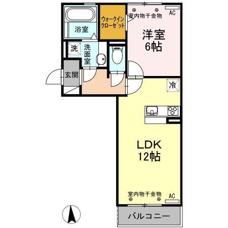 ブリーゼ B棟(1LDK/2階)の間取り写真