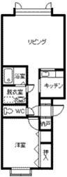 ヴィエナ(1LDK/2階)の間取り写真