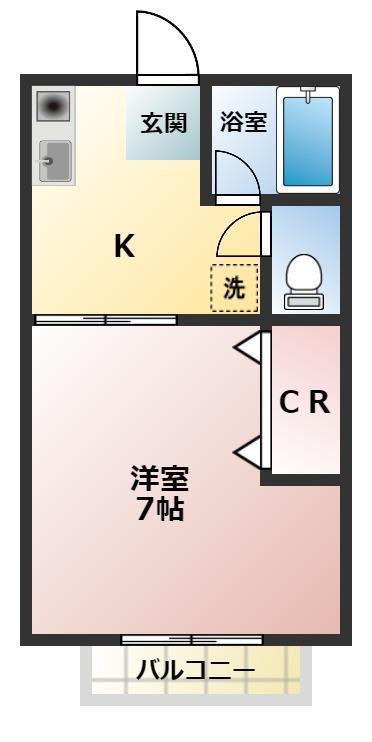 ザイライハウス(1K/2階)の間取り写真