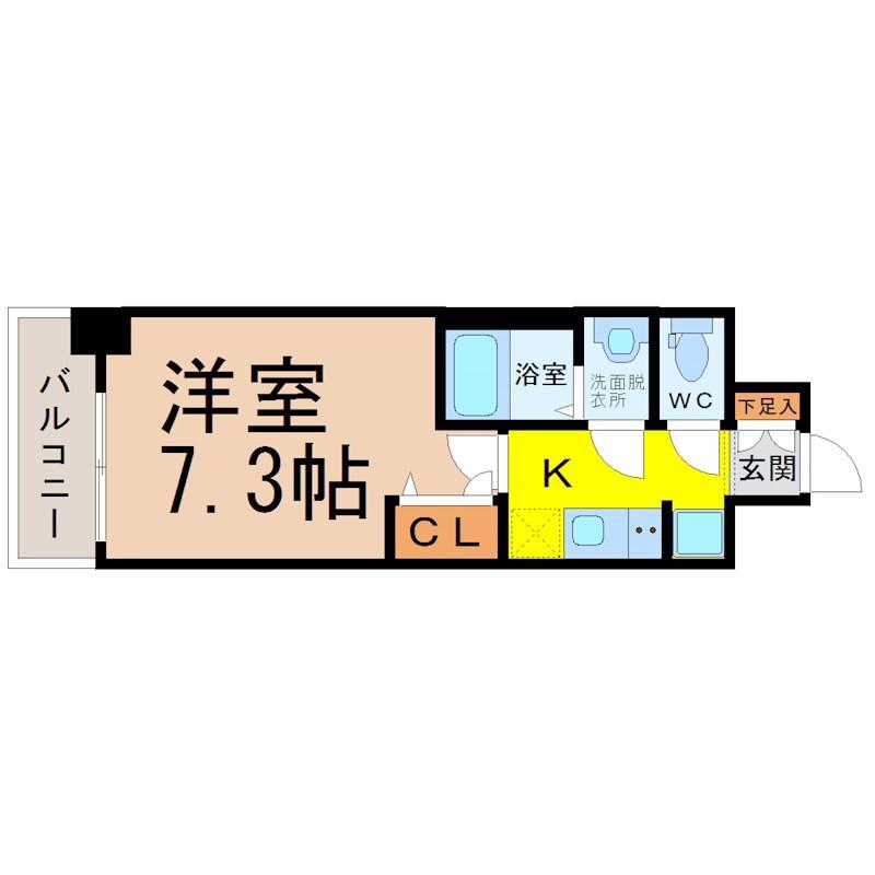 プレサンス栄フェル(1K/8階)の間取り写真