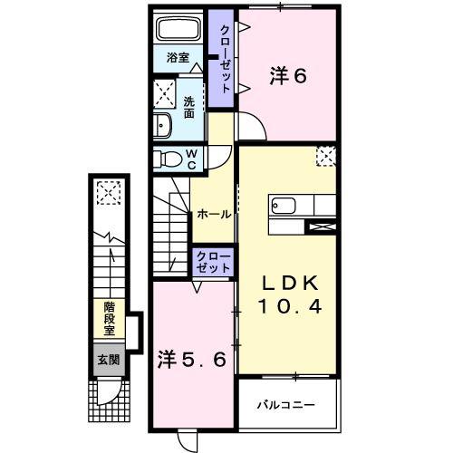 ブライトヴィラ・E(2LDK/2階)の間取り写真